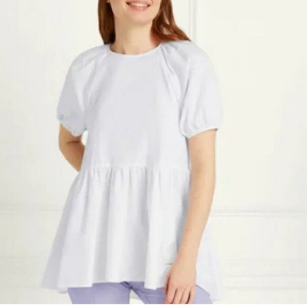 HILL HOUSE THE‎ FRANCESCA Top High Low Keyhole Back Short Puff Sleeve Size XS